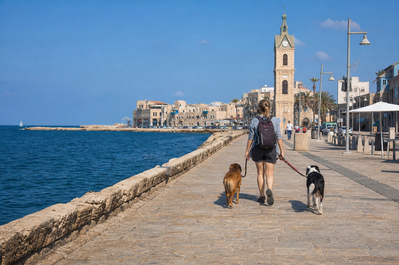 Jaffa port promenade trail with harbor views