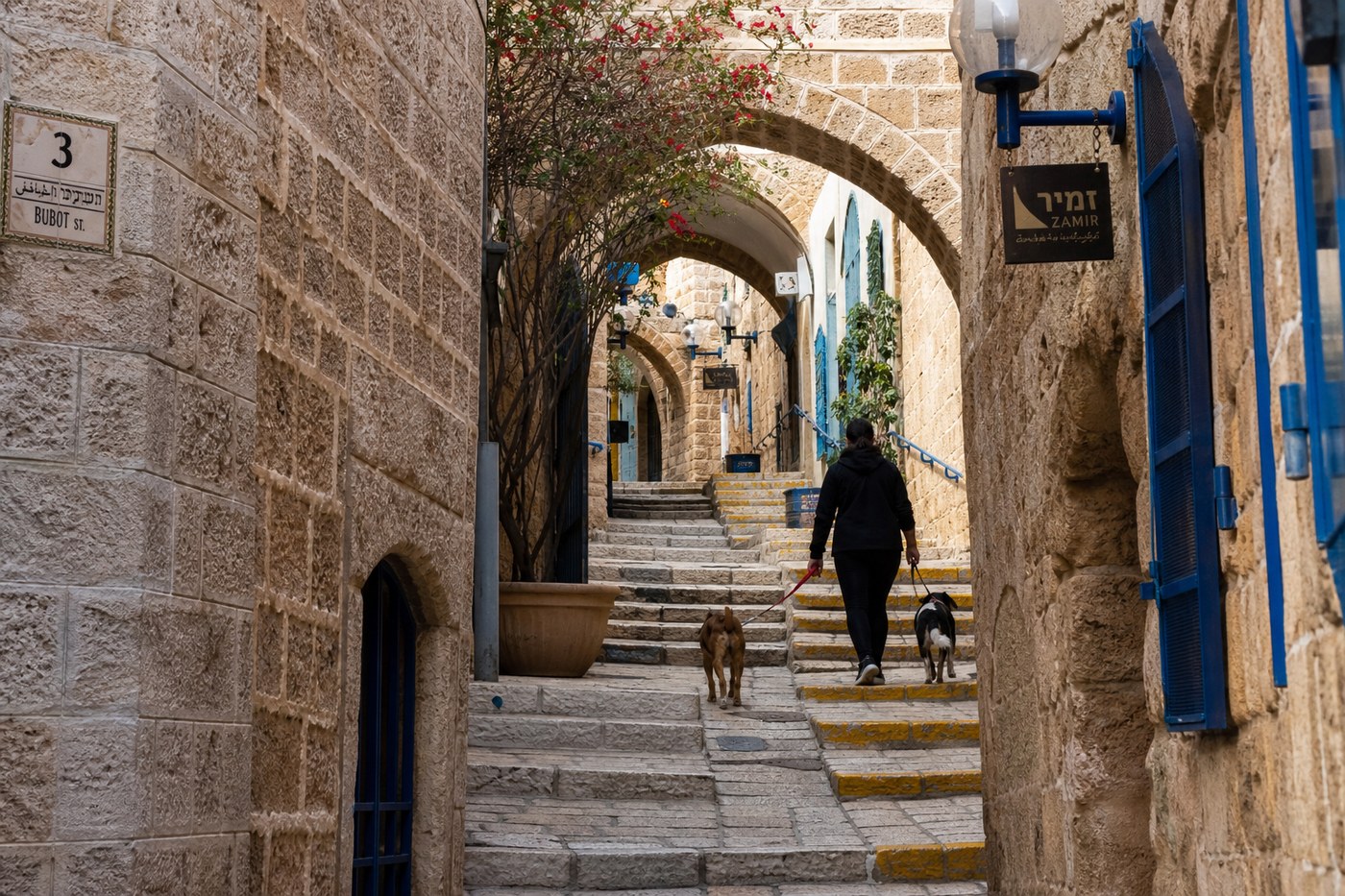 Old Jaffa alley trail with stone steps